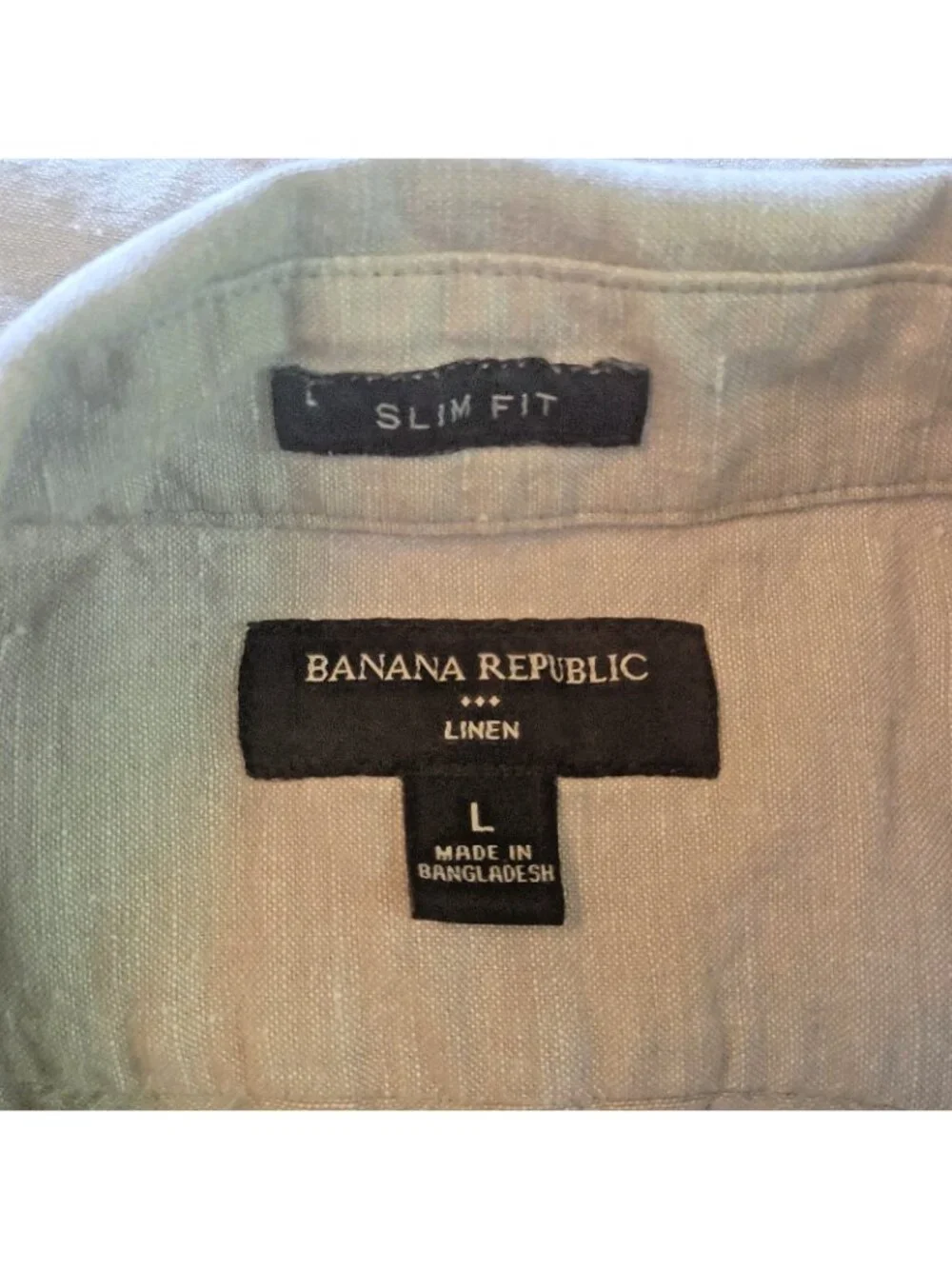 Banana Republic Shirt Mens Large L Tan Slim Fit Linen Blend Button Front Pocket